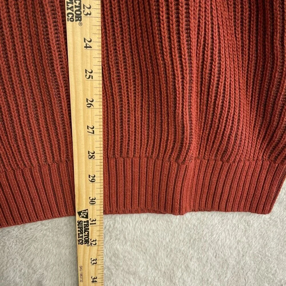 NEW Lands' End Drifter Men's XL 1/4 Zip Ribbed Sweater Rust Red 100% Cotton